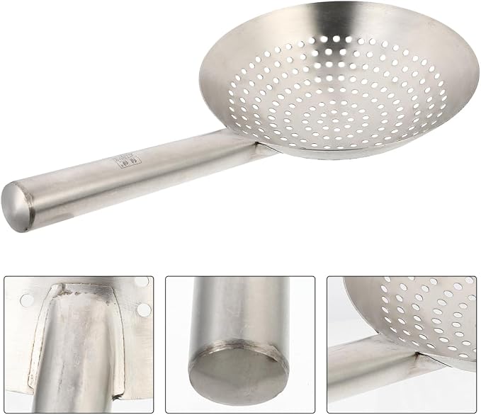 UPKOCH Stainless Steel Skimmer Spoon 16.92 Inch Fine Mesh Cooking Strainer with Handle for Frying Hot Pot Vegetables Meat Wonton Kitchen Gadget