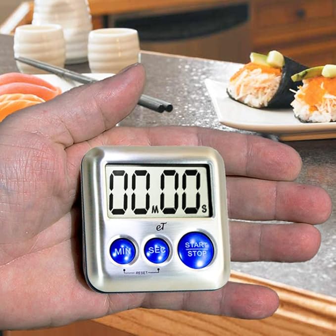 Elegant Digital Kitchen Timer Stainless Steel - Loud Alarm - Model Plumbery
