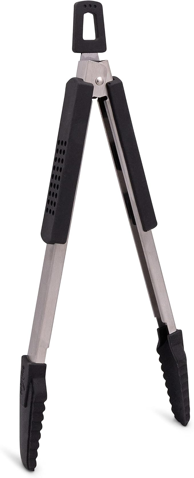 12-Inch Kitchen Tongs, Non-Stick Silicone Head, Stainless Steel, Soft Touch Rubber Handle, Dishwasher Safe, 1 Pair