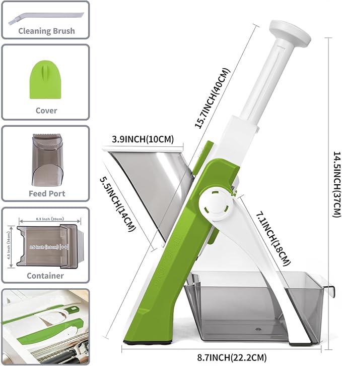 SupMaKin Safe Mandoline Slicer for Kitchen, Potato Slicer for Chips, Vegetable & Food Cutter,Thickness Adjustable 0.1-8 mm, Kitchen Faster Slice Artifact (Only Slicer)