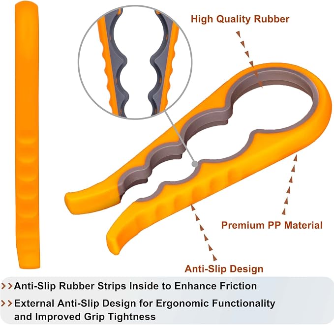 Bloss Jar Opener Bottle Opener for Seniors,Weak Hands and Arthritis,Orange | Anti-Slip Rubber Strip Inside,Eight Sizes of Circular Openings,Cap and Bottle Great Kitchen Gadgets,Useful Gifts for Elderly
