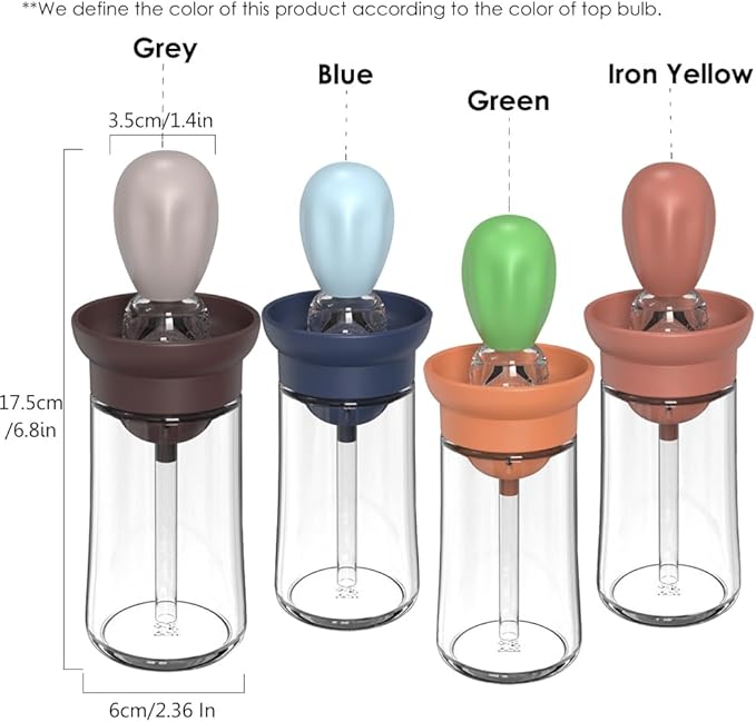Oil Dispenser with Brush - Glass Olive Oil Dispenser for Kitchen, 2 IN 1 Oil Dispenser Bottle with Silicone Basting Brush for Cooking Vinegar Sauce BBQ Grill Frying, T-OB21, Grey