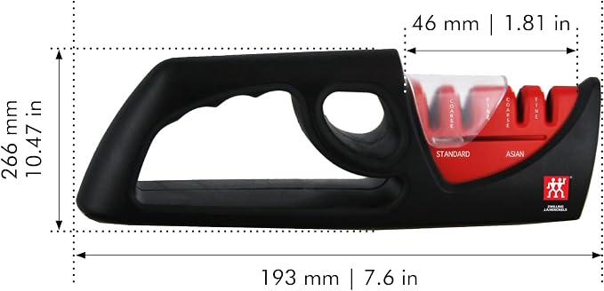 ZWILLING 4-Stage Pull Through Knife Sharpener | Manual Kitchen Sharpener with Coarse and Fine Ceramic Rods, Non-Slip Ergonomic Design for Western and Asian Knives