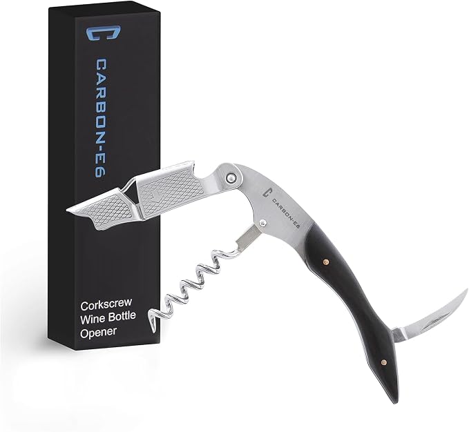 Professional Waiter's Corkscrew Wine-Bottle-Opener (The ultimate wine key for bartenders, servers, sommeliers, connoisseurs, enologists, and all wine enthusiasts) (Ebony)