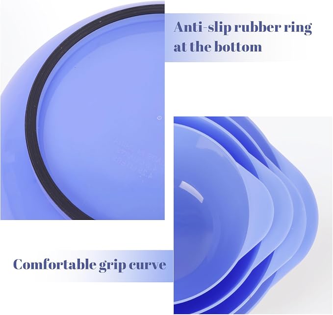 BoxedHome Mixing Bowls Set,BPA-Free Plastic,Anti-slip,4.5, 3.5,2.5.1.7Quart | Microwave and Dishwasher Safe,Nesting Bowls with Pour Spout for kitchen Baking,Salads,Meal Prep,RV,Camping