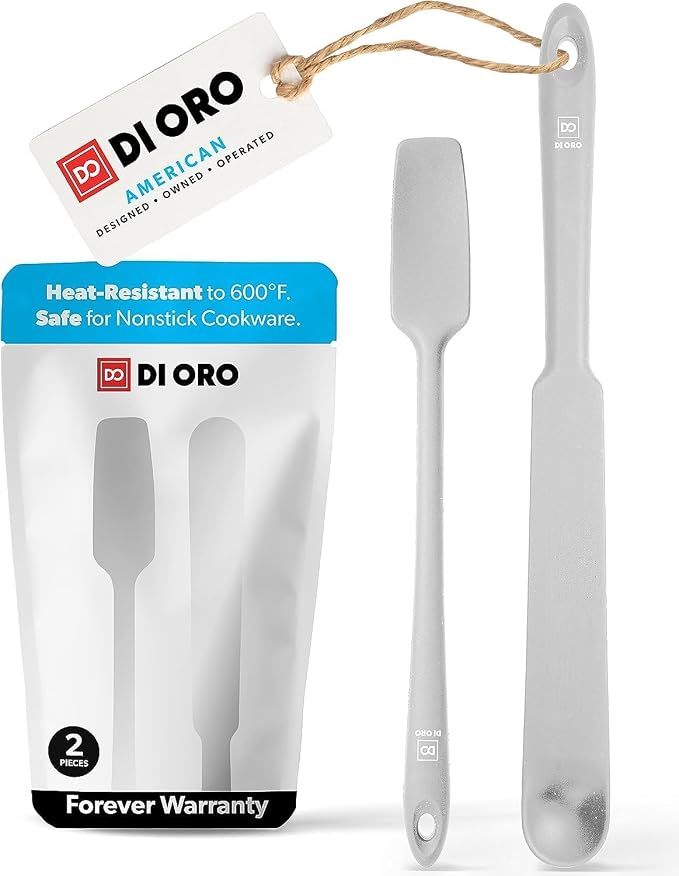 DI ORO Silicone Blender & Jar Spatulas - Heat Resistant Kitchen Utensil Set for Cooking, Mixing, Baking, & Scraping (2pc, Stone)