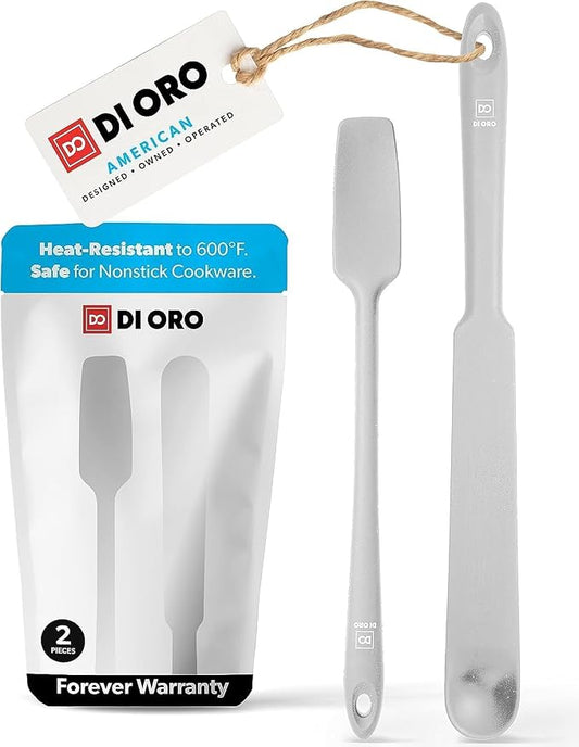 DI ORO Silicone Blender & Jar Spatulas - Heat Resistant Kitchen Utensil Set for Cooking, Mixing, Baking, & Scraping (2pc, Stone)