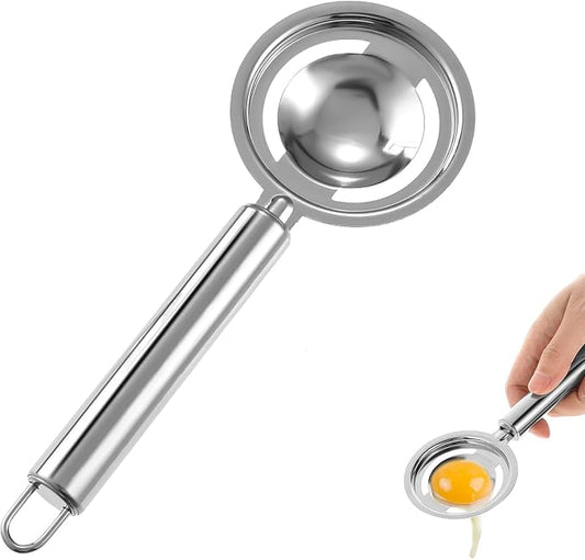 Andibro Stainless Steel Egg Separator - Long Handled Egg Sieve Tool for Kitchen Baking Cooking