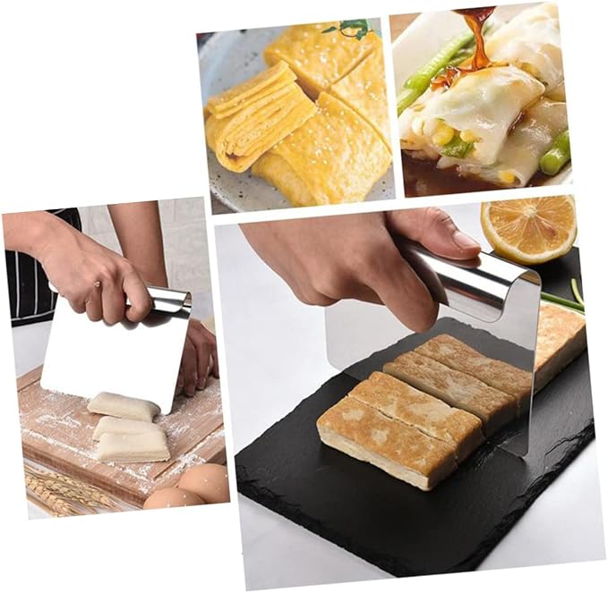 Hemoton Stainless Steel Bench Scraper Dough Pastry Cutter Baking Dough Chopper Cutter Multipurpose Paste Pizza Food Scraper for Kitchen