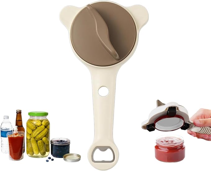4-in-1 Adjustable Jar Opener, Universal Lid Remover with Non-Slip Handle, Kitchen Can Bottle Gripper Tool
