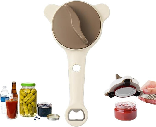 4-in-1 Adjustable Jar Opener, Universal Lid Remover with Non-Slip Handle, Kitchen Can Bottle Gripper Tool
