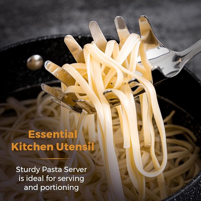 Tower T832225 Precision Plus Spaghetti/Pasta Server with Hanging Loop, Softtex Handle, Stainless Steel