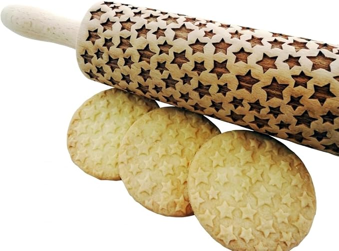 EMBOSSING ROLLING PIN STAR LASER ENGRAVED DOUGH ROLLER for EMBOSSED COOKIES MOVIE FAN GIFT