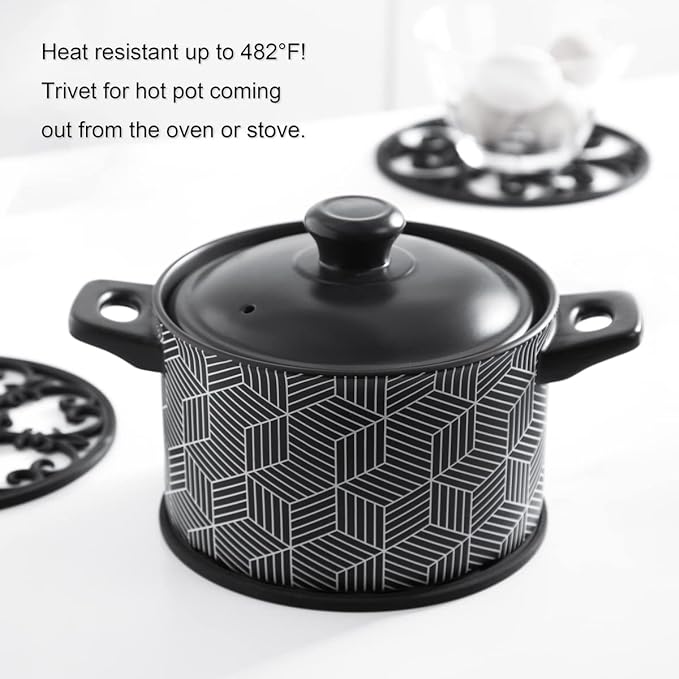 Silicone Trivet Mat - Non-Slip & Heat Resistant Kitchen Pads for Countertops & Table - Trivets for Hot Dishes & Cookware - Pot Holder for Pots & Pans - White, Set of 3