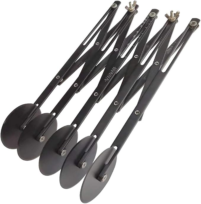 Adjustable Pastry Cutter, 5 Wheel Stainless Steel Dough Divider,Non-stick coating Expandable Pizza Slicer Multi-Round Pastry Knife Baking Cutter Roller Cookie Dough Cutter Divider （black）