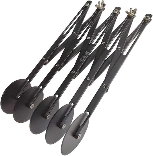 Adjustable Pastry Cutter, 5 Wheel Stainless Steel Dough Divider,Non-stick coating Expandable Pizza Slicer Multi-Round Pastry Knife Baking Cutter Roller Cookie Dough Cutter Divider （black）