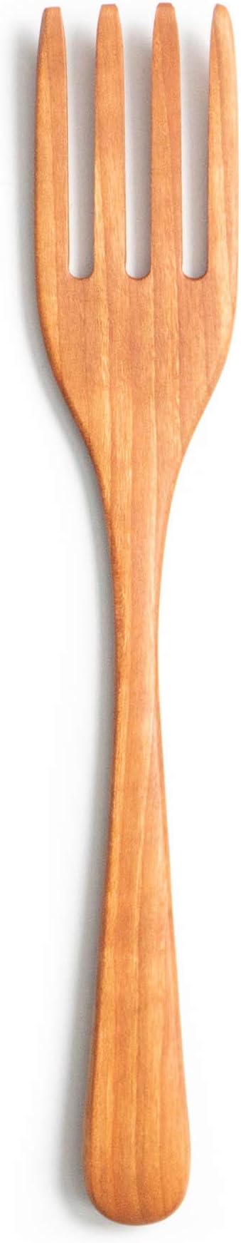 Handmade Wooden Pasta Fork - Made in the USA with Pennsylvania Black Cherry Wood - 12" Spaghetti Server Utensil and Pasta Server