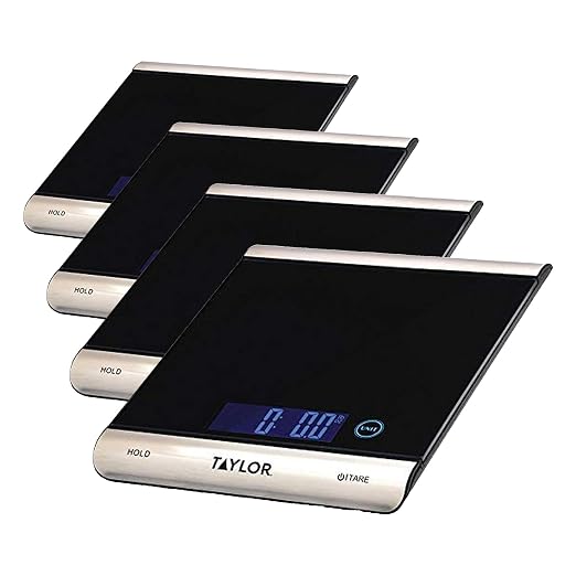 Taylor 3851 High-Capacity Digital Kitchen Scale, 33 lb, Black (Pack of 4)