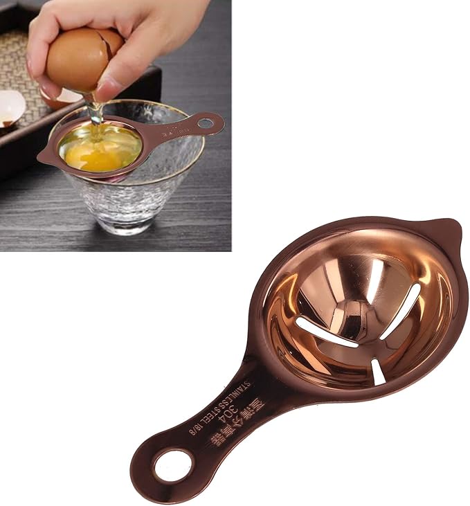 Stainless Steel Egg Separator Divider Egg White Yolk Filter Baking Tools for Kitchen Use Egg Separators (Rose Gold)