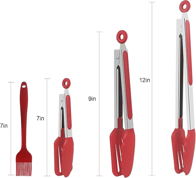 Premium Stainless Steel Locking Kitchen Tongs, Silicone Pliers, Non Stick Heat-Resistant Barbecue Pliers Set, Can be Used for Barbecue/Cooking/Picnic/Party Occasions