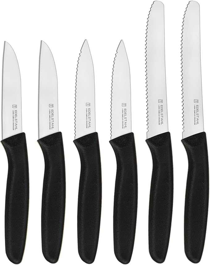 Paring Knife Set 6PCS, Ultra Sharp Kitchen Knife, Cutting & Peeling Knives, Kitchen Knives for Home Essentials, PP Plastic Handle-Black