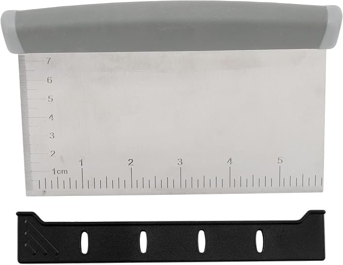 Stainless Steel Dough Scraper, Metal Griddle Chopper Grey Benchs Scraper Knife with Measuring Scale and Cover for Baking