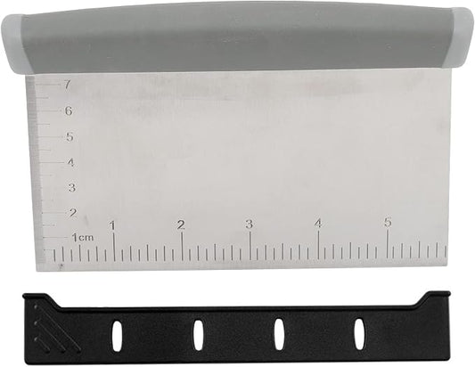 Stainless Steel Dough Scraper, Metal Griddle Chopper Grey Benchs Scraper Knife with Measuring Scale and Cover for Baking