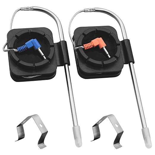 2 Pack 3.5mm Plug Meat Temperature Sensor Probe with 2Pcs Magnetic Thermometer Probe Organizer Compatible with Pit Boss Traeger Louisiana Pellet Grills