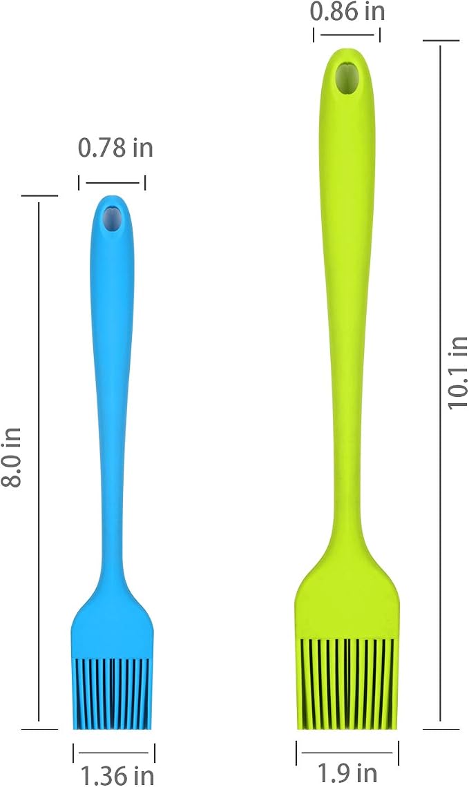 Pastry Brush, McoMce 2 Pack Basting Brush, One-Piece Seamless Design Cooking Brush, Basting Brush for Cooking, Food Grad Silicone Basting Brush, Green Food Brush, Blue Kitchen Brushes for Food