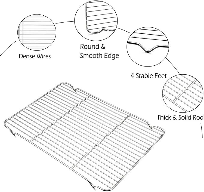 Cooling Rack with 4 Legs Heavy Duty Grill Net 7.9in x 12.4in Roasting Wire Grate Baking Racks, Fit Various Size Cookie Baking Sheet,Oven Dishwasher Safe(7.9"X12.4"31.5X20cm)