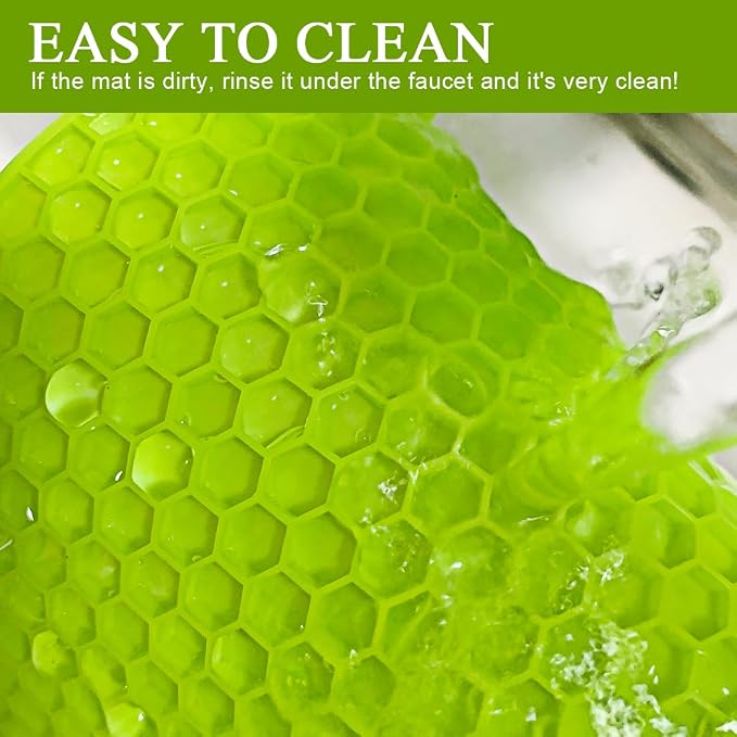7-Inch Round Silicone Trivet Mats - 4-Pack Non-Slip Heat Resistant Hot Pads for Kitchen Countertops, Pots and Pans (Green)