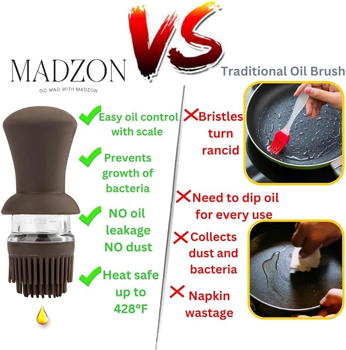 3-in-1 Olive Oil Dispenser Bottle for Kitchen with Brush and Straw Cleaner. Pour, Drizzle or Brush Vinegar, Soy Sauce and Cooking Oil Container. 18.6oz Glass Oil Cruet/Leakproof Spout (Brown)