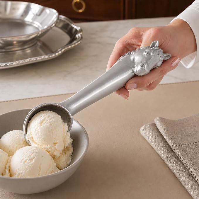 Arthur Court Horse Ice Cream Scoop - Premium Aluminum Equestrian Serveware - 10 Inch Long for Ice Cream and Desserts