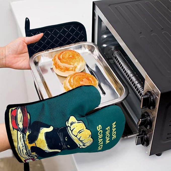 zcyhtqp, Made from Scratch, Funny Silicone Non-Slip Oven Mitts and Pot Holders Sets of 2, Cat Oven Mitts, Bake Lover Gift, Kitchen Gift for Cat Owner, Cat Mom
