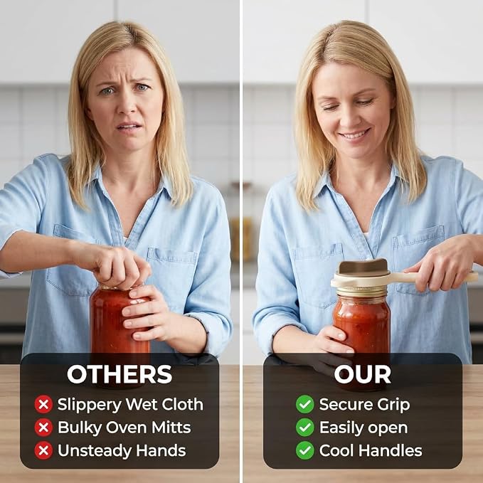 4-in-1 Jar Opener for Seniors -Adjustable Lid Opener with Non-Slip Grip, Stainless Steel Jar Lid Opener for Arthritis Sufferers, Fits Kitchen Jars, Bottles & Cans, Home Kitchen Helper(Purple)