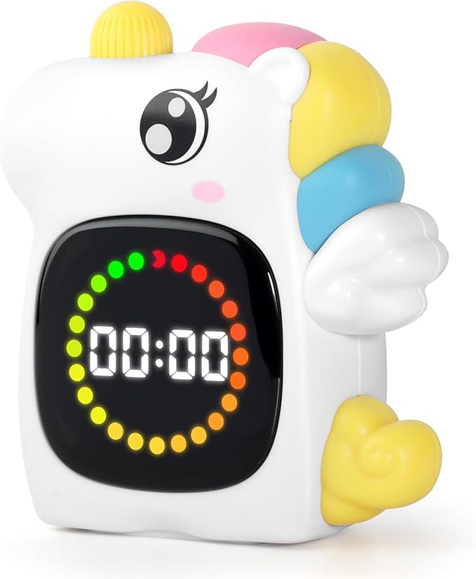 Unicorn Visual Timer for Kids, Rechargeable 99:59 Digital Countdown Potty Timer, Visual Time Progress Display, Adjustable Volume, Classroom Homeschool Study Timer