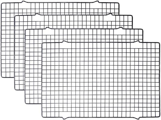 Tebery 4 Pack Black Heavy-Duty Wire Cooking Rack Baking Racks, Nonstick Baking & Cooling Grid for Roasting, Cooking, Grilling, Drying - 16" x 10"