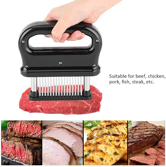Meat Tenderizer, Kitchen Meat Pounder with 48 Stainless Steel Needle Blade Meat Beater Cooking Tool for Beef Turkey Chicken Steak Veal Pork Fish