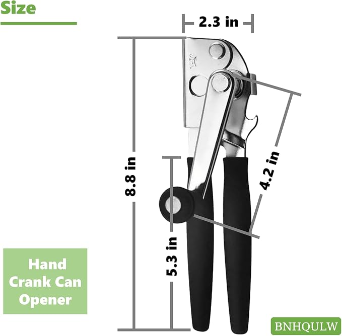 Commercial Can Opener Heavy Duty, Hand Can Opener Manual, Stainless Steel for Restaurant and Home, Black Swing Grips,for Most Bulk Size Cans.