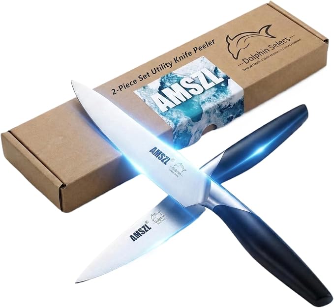 2-Piece Sharp Paring Knife Set German Steel Fruit Vegetable Peeling | German 1.4116 Steel, 15° Edge, Full Tang, Rust Resistant, Dishwasher Safe, Ergonomic ABS Handle, 3.5 & 5 Inch