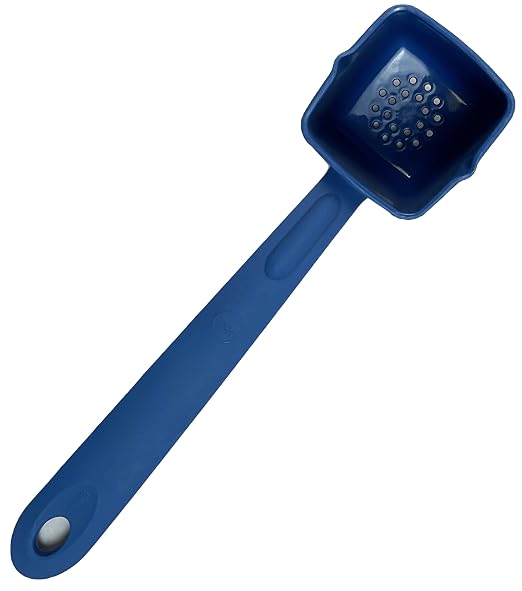 Rite-Size 8 oz. Perforated Square Server Portion Utensil, Copolymer Plastic Heat Resistant Professional Cooking Tool, Blue