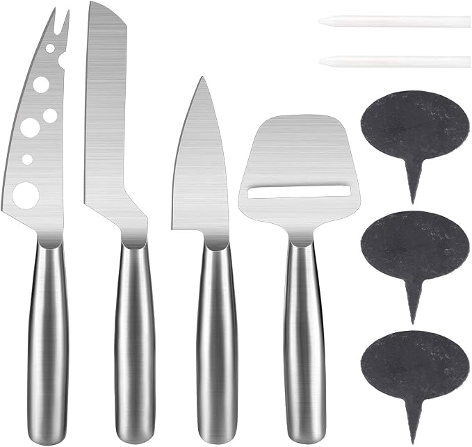 WoneNice Cheese Knives Set, Collection Cheese Knife Gifts Set with 3 Long Handle Cheese Knife & Cheese Slicer For All Types of Cheese