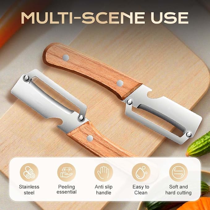 Multi Functional Vegetable Peeler for Kitchen, Ultra Sharp Stainless Steel Veggie, Fruit, Carrot, Orange & Potato Peeler with Ergonomic Handle, Julienne Peeler & Bottle Opener, Fruit Peeler 4pcs