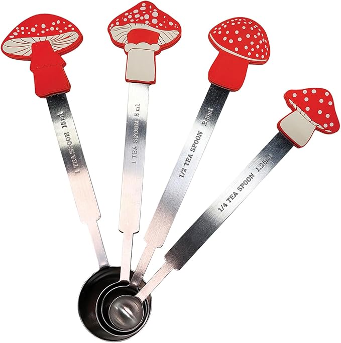 Streamline Imagined Mushroom Measuring Spoons, Stainless Steel, Set of 4
