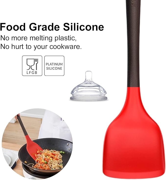 Liflicon Flexible Silicone Turner Spatula with Food Grade Silicone Heat Resistant Up to 446 Degree Fahrenheit Best Silicone Kitchen Utensils Turner for Cooking-Chacha Turner