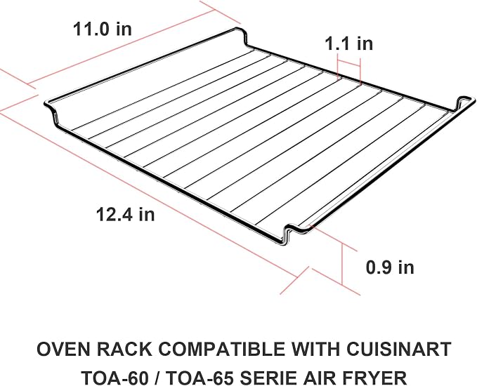 Oven Rack Replacement for Cuisinart TOA-60 TOA-65 Air Fryer Convection Toaster Oven, Dishwasher Safe Air Fryer Wire Rack for Oven Cooking, 12.4" x 11" Cooking Rack & Cooling Rack
