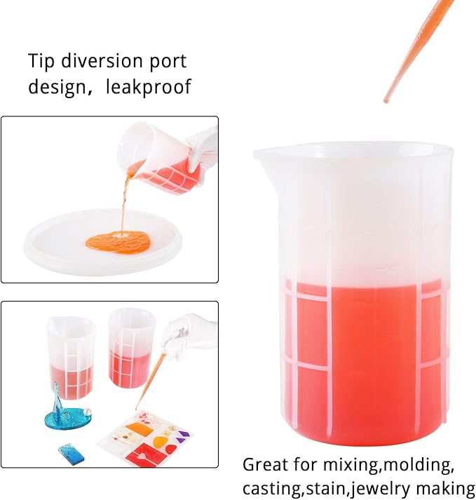 Gartful 700ml Extra Large Silicone Measuring Cups, Resin Mixing Cups for Epoxy, Jewelry Casting Molds, Acrylic Paint Pouring, Nonstick Reusable Craft Measuring Cups, 23 oz, Set of 2
