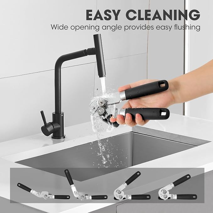 UHIYEE Classic Manual Can Opener for Home Kitchen, Durable 420J2 Stainless Steel Handheld Opener with Magnetic Lid Lifter & Easy-Turn Oversized Knob for Arthritis, Black