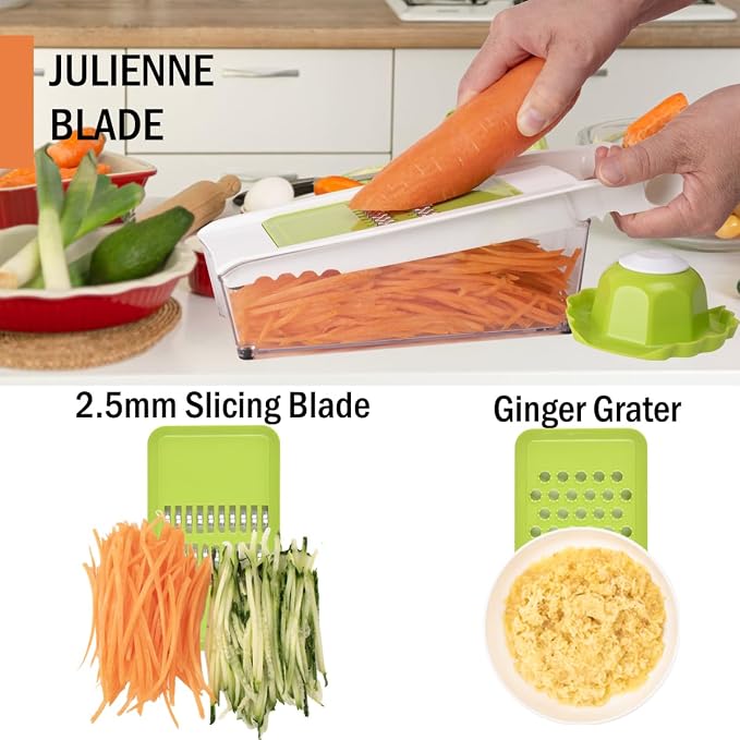 NACOLUS Cheese Grater with Container,5 In 1 Vegetable Slicer,Multi Purpose Graters for Kitchen, Easy to Clean Box Grater with Handle,Stainless Steel Cheese Shredder,Julienne Slicer