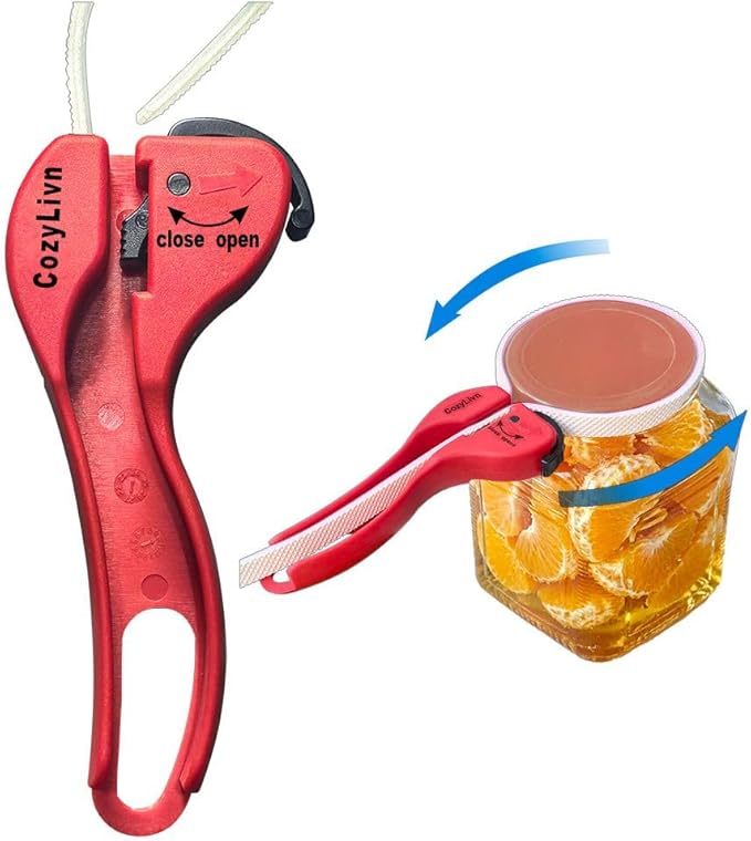 Arthritis-Friendly Jar & Bottle Opener for Tight Lids – Adjustable Silicone Belt Wrench Opens All Screw-Top Jars and Bottles, Self-Locking Grip for Weak Hands, Seniors & Kitchen Use (1 Pack)